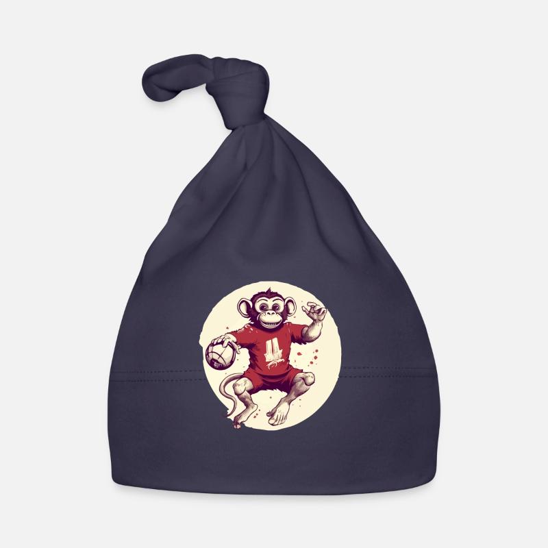 Zozo le singe au handball - Bonnet bio Bébé - marine