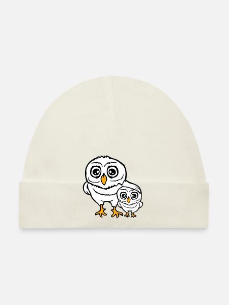 2 Owls Dad Mom Child Baby Family Mother Father - Organic Baby Cap - navy - Front