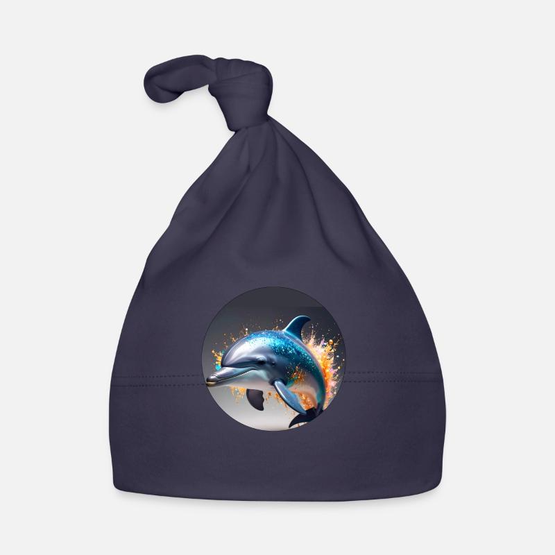 Dolphin, colorful, sequins, glitter, blue Organic Baby Cap