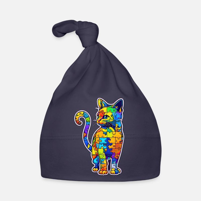 Support autism awareness colorful cat Organic Baby Cap