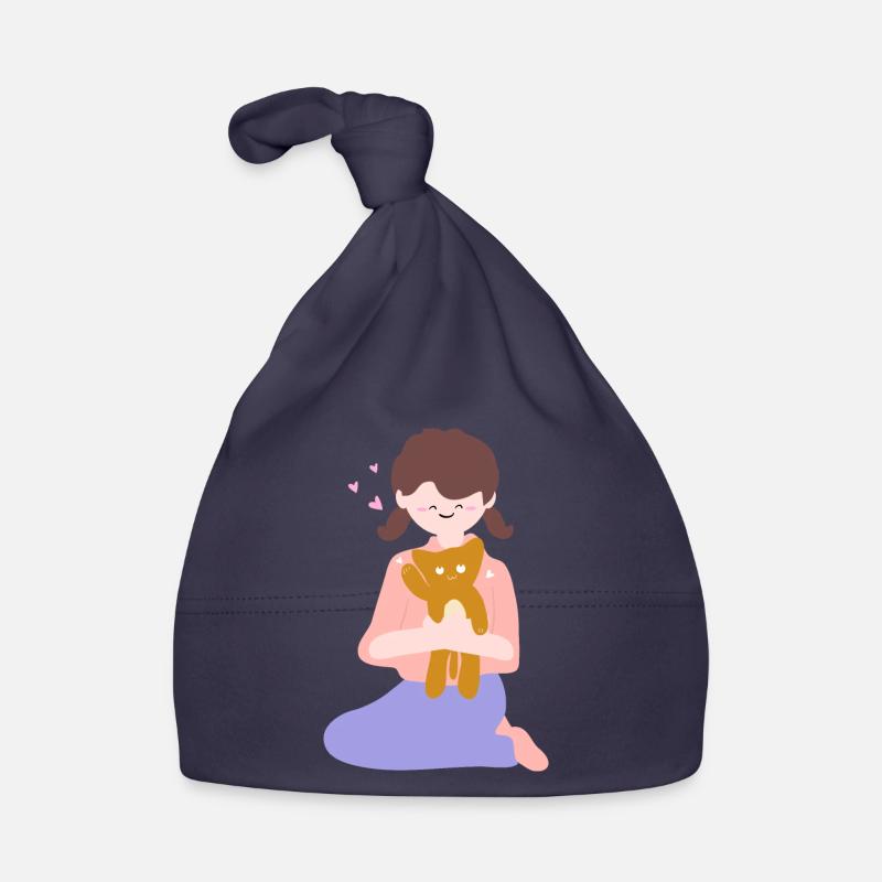 Cat sits in human palm2 Organic Baby Cap