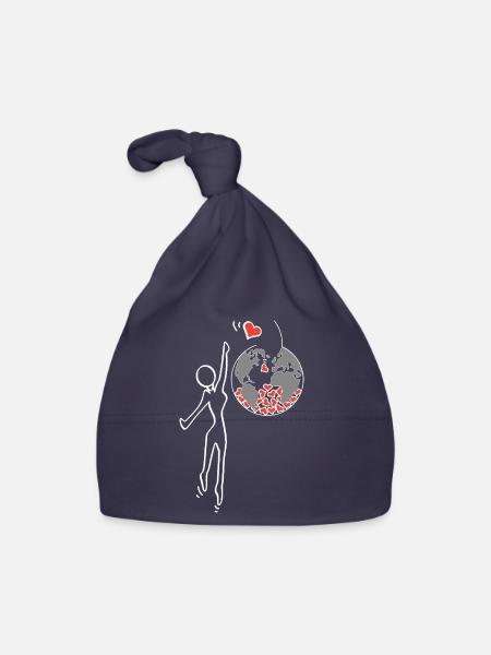 Gib Liebe - Baby Bio-Mütze - Navy - Vorne