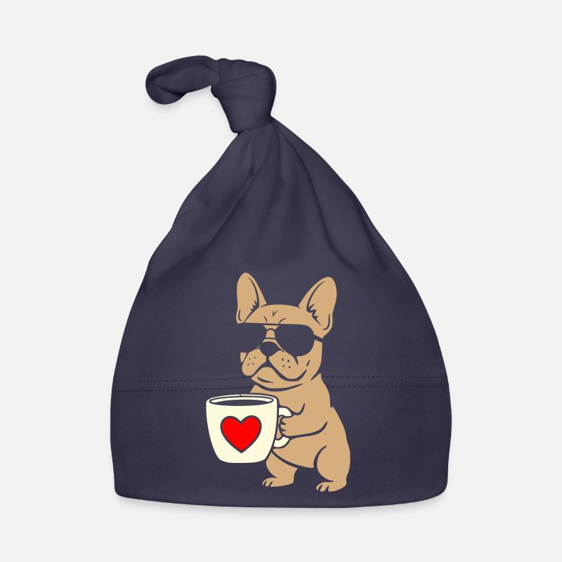 Frenchie Coffee Flat Design Organic Baby Cap
