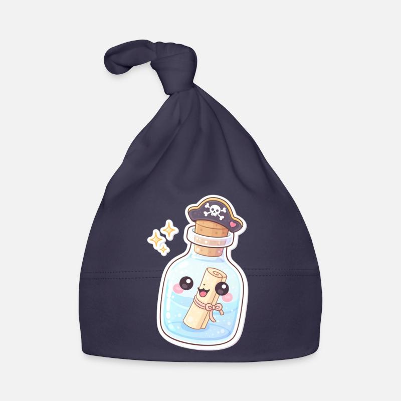 Un message de pirate mignon dans une bouteille Bonnet bio Bébé