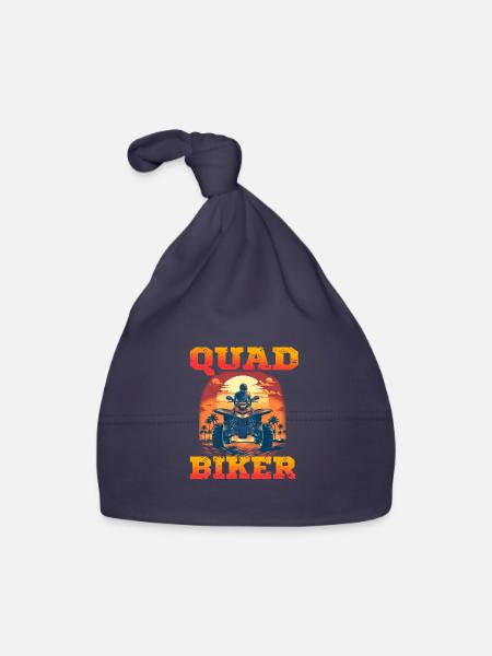 Quad Biker für einen Quadbiker Quad Fahrer - Baby Bio-Mütze - Navy - Vorne