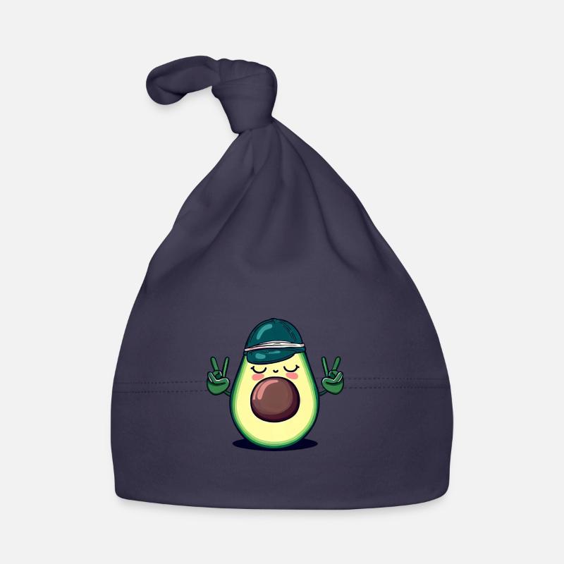 Hippie-Avocado mit Basecap - Coole Peace-Design Baby Bio-Mütze