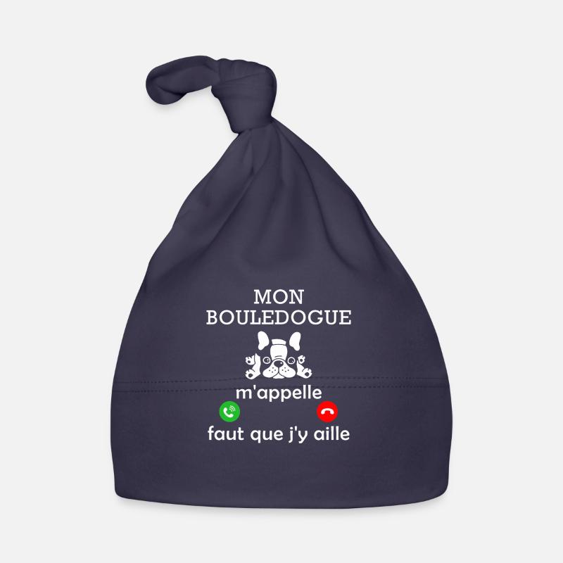 mon bouledogue m'appelle / bouledogue français - Bonnet bio Bébé - marine