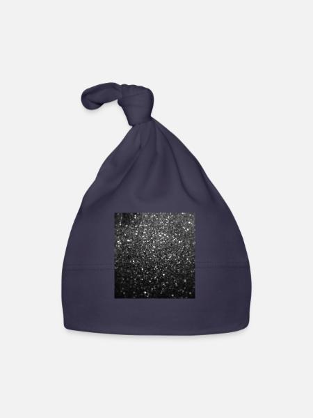 Sparkling Black Glitter - Organic Baby Cap - navy - Front