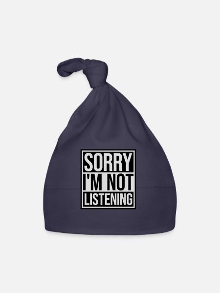 sorry im not listening - Baby Bio-Mütze - Navy - Vorne