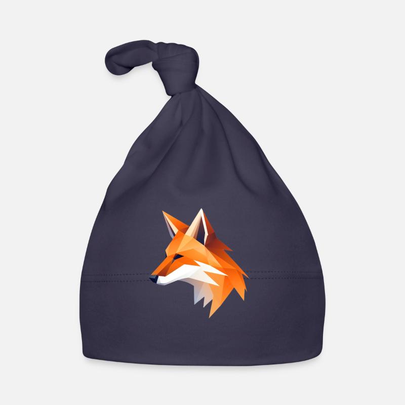 Fuchs Kopf Low Poly Logo Design - Baby Bio-Mütze - Navy