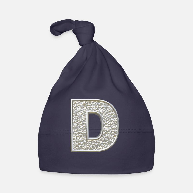 D, letter, letter D, initial, initial D, monogram, - Baby Bio-Mütze - Navy