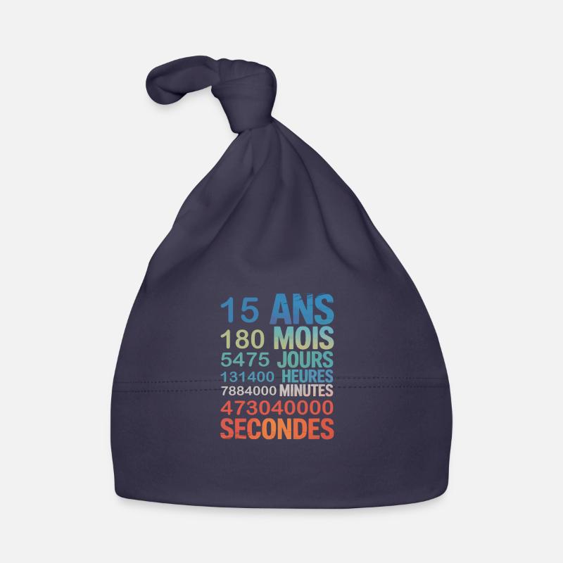 15 Ans en Secondes Design Unique pour Anniversaire Baby Bio-Mütze