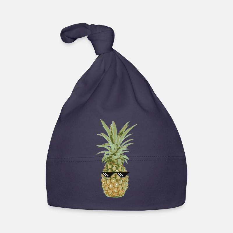 Th .. Idée de cadeau d'ananas de vie - Bonnet bio Bébé - marine