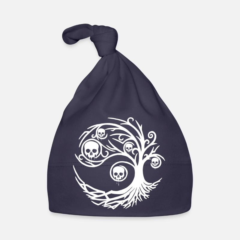 White tree with skulls Organic Baby Cap