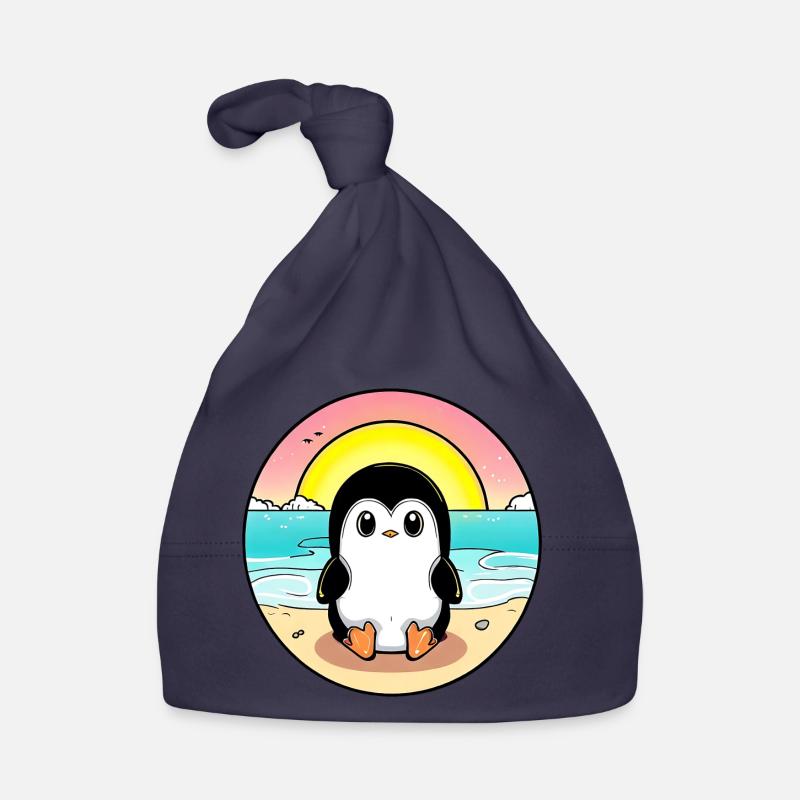 Pingouin de plage au coucher du soleil Bonnet bio Bébé