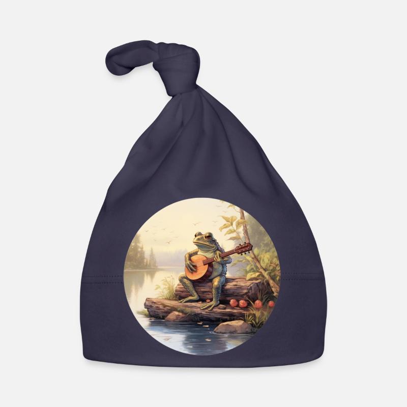 Frog playing banjo Organic Baby Cap