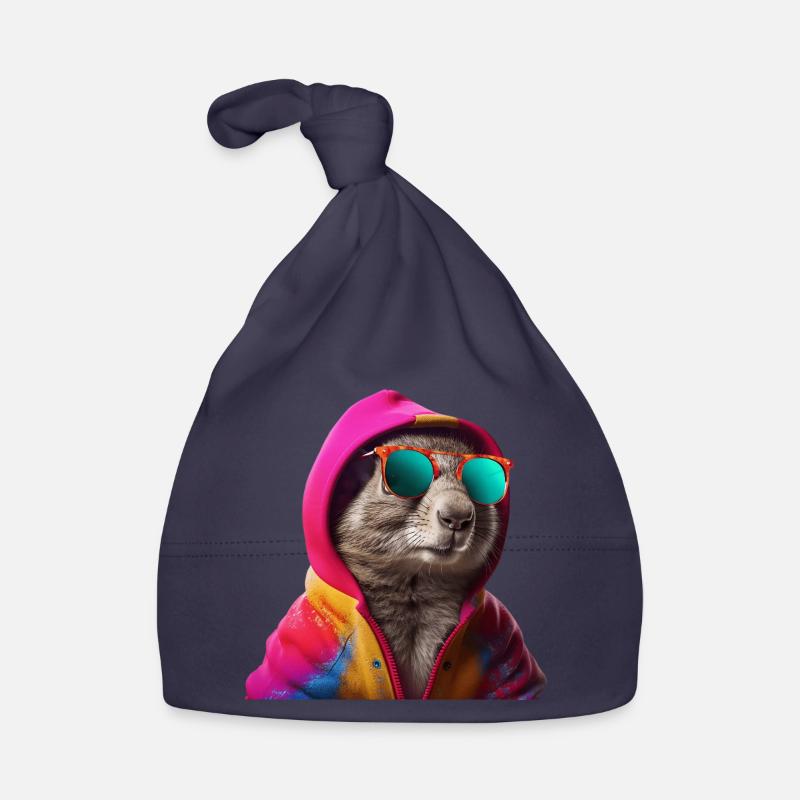 Squirrel with Sunglasses Colorful Cool Forest Animals Organic Baby Cap