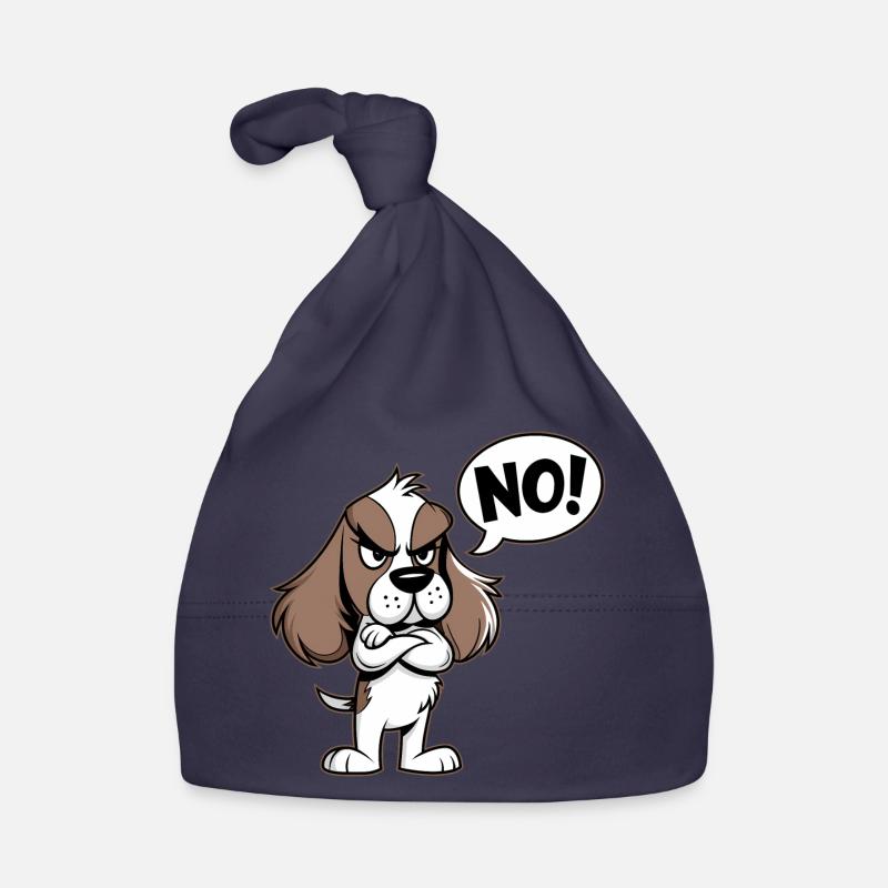 Cocker Spaniel disant "Non ! Bonnet bio Bébé