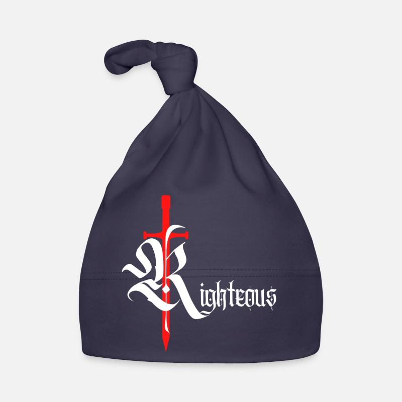 Gothic Righteous Design mit Schwert mit weißem Text Baby Bio-Mütze