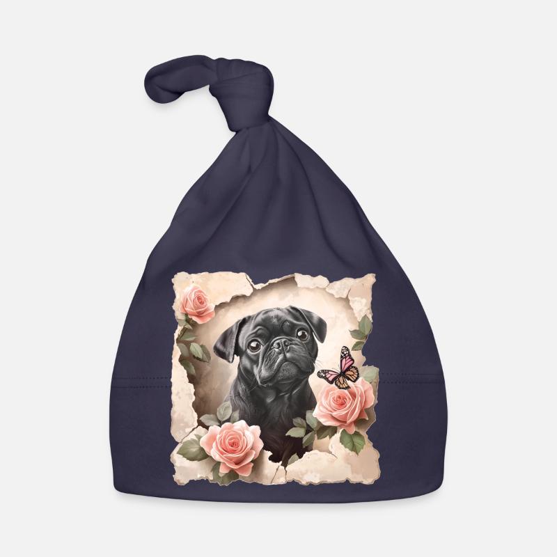 Pug with butterfly Organic Baby Cap