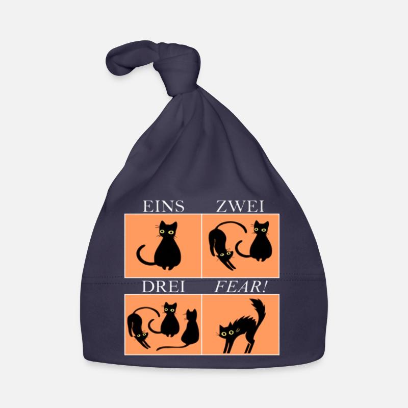 Vier Katzen Panels mit Spruch Fear Baby Bio-Mütze