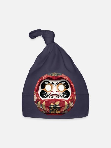 Blumenkreis-Daruma im Feststil Daruma Origami - Baby Bio-Mütze - Navy - Vorne