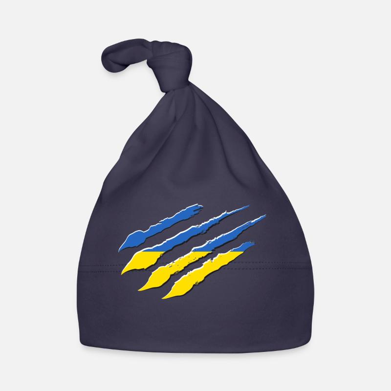 Ukraine Flag Scratch Claws Cut Scratch Mark Organic Baby Cap