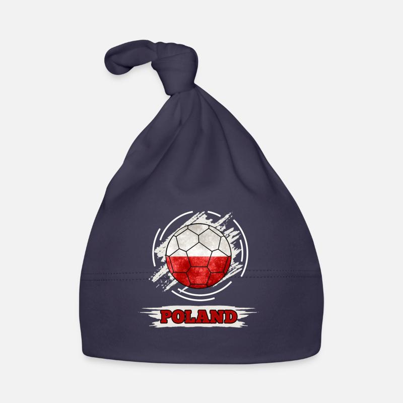 Drapeau du pays de football de la Pologne - Bonnet bio Bébé - marine