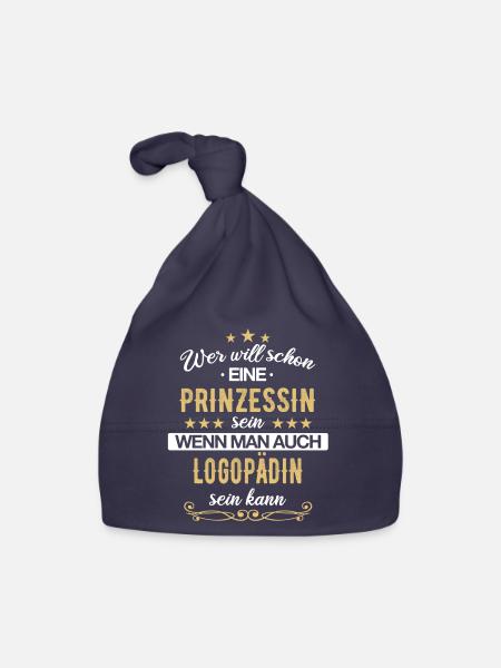 Logopädin Logopädie Rehabilitation Beruf Spruch - Baby Bio-Mütze - Navy - Vorne