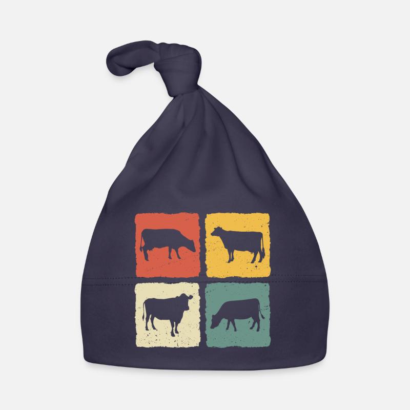 Vache retro vaches - Bonnet bio Bébé - marine