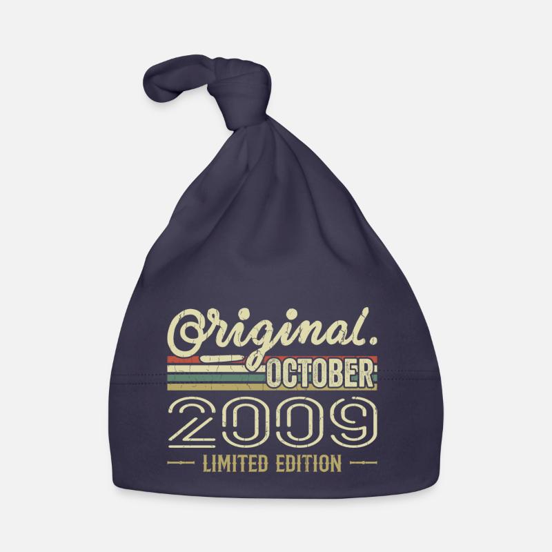 Born in October 2009 Retro Birthday October 2009 Organic Baby Cap