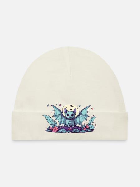 Kawaii Goth Bat Pastel Halloween Design - Organic Baby Cap - navy - Front
