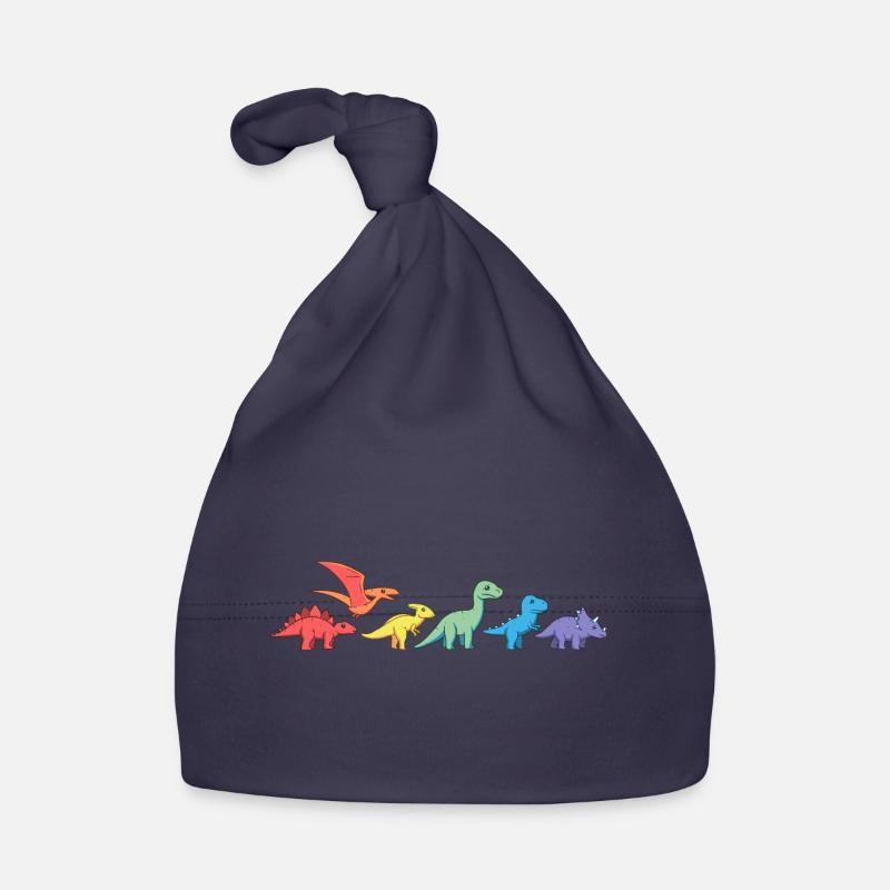 Dinos arc-en-ciel - Bonnet bio Bébé - marine
