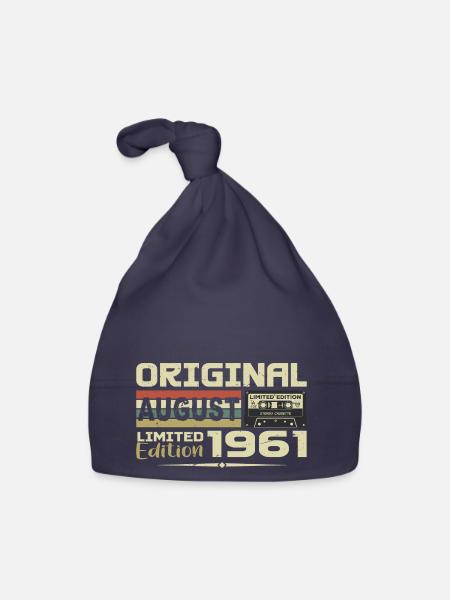 August 1961 - Born August 1961 Built August 1961 - Organic Baby Cap - navy - Front