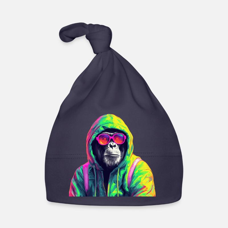 Chimpanzee with Sunglasses Colorful Cool Monkey Organic Baby Cap