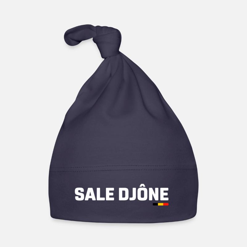Sale djône ! Expression en wallon - Bonnet bio Bébé - marine
