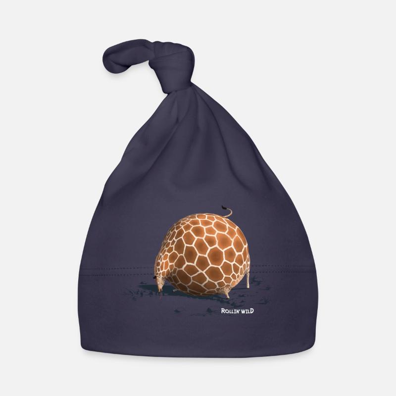 Rollin' Wild - Giraffe drinking - Organic Baby Cap - navy