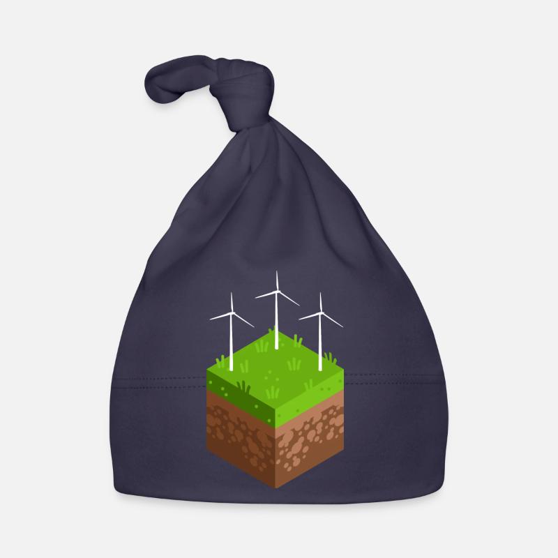 Transition énergétique avec l’éolienne - Bonnet bio Bébé - marine