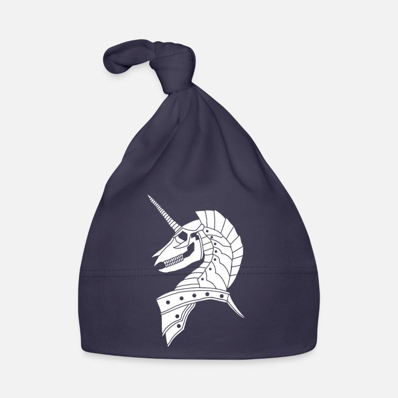 Licorne gothique blanche - Bonnet bio Bébé - marine