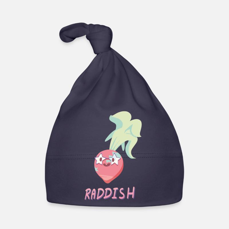 Mignon dessin animé Radis - Bonnet bio Bébé - marine