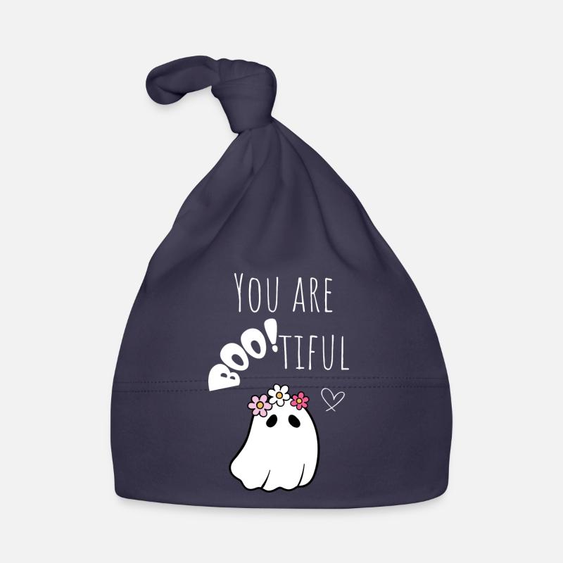 Halloween Ghost Kawaii « vous êtes bootiful » blanc Bonnet bio Bébé