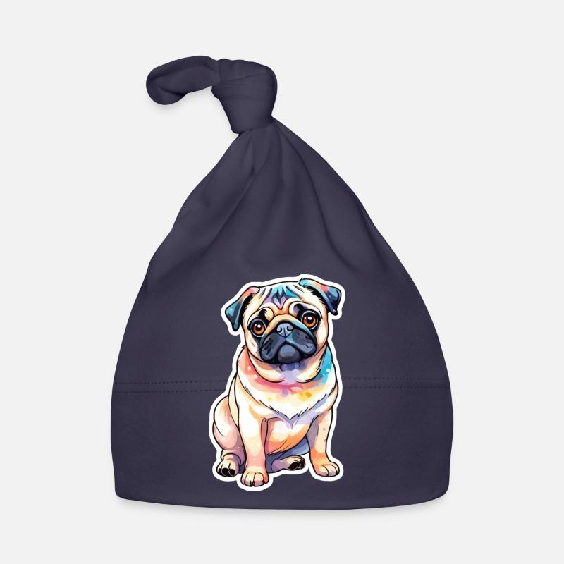Mops Wasserfarben Baby Bio-Mütze