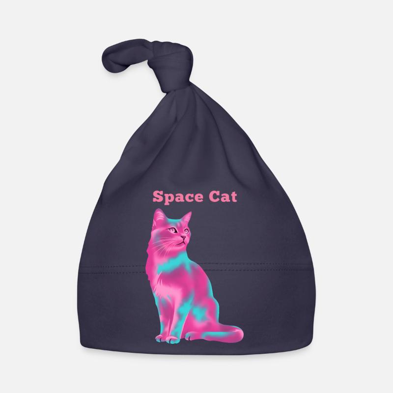 Chat de l’espace - Bonnet bio Bébé - marine