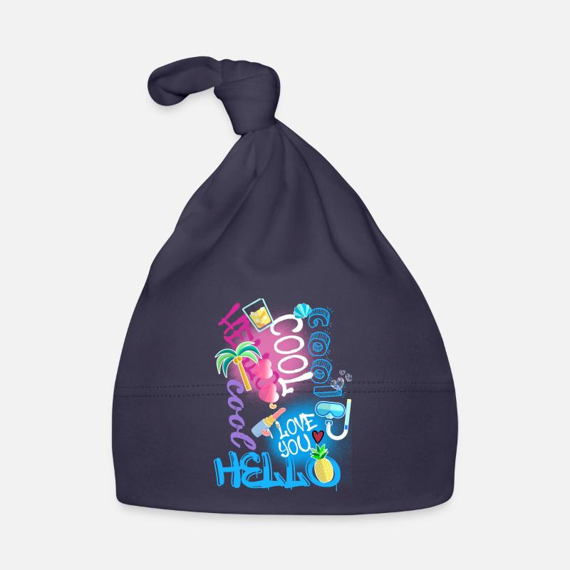 Collage, Graffiti, Écriture, Été, Lunettes de soleil - Bonnet bio Bébé - marine