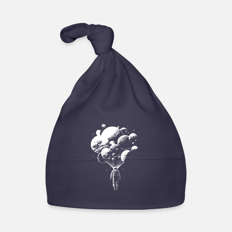 Astronaut in infinity with planetary balloons Organic Baby Cap
