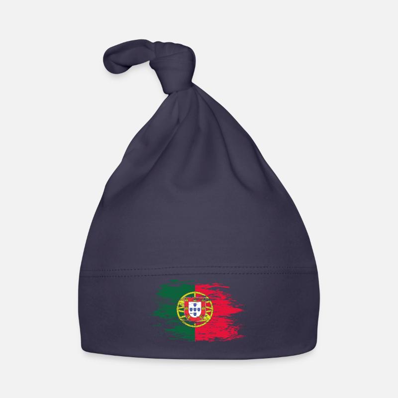 Drapeau portugais utilisé - Bonnet bio Bébé - marine
