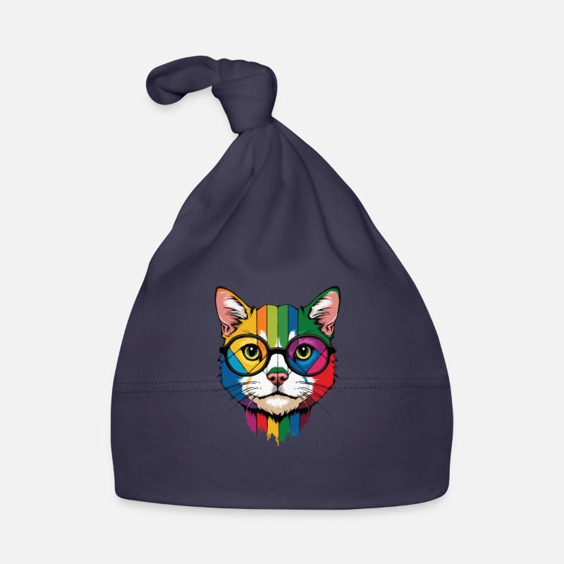Chat Cool Dans Des Lunettes Dessin Animé Coloré Bonnet bio Bébé