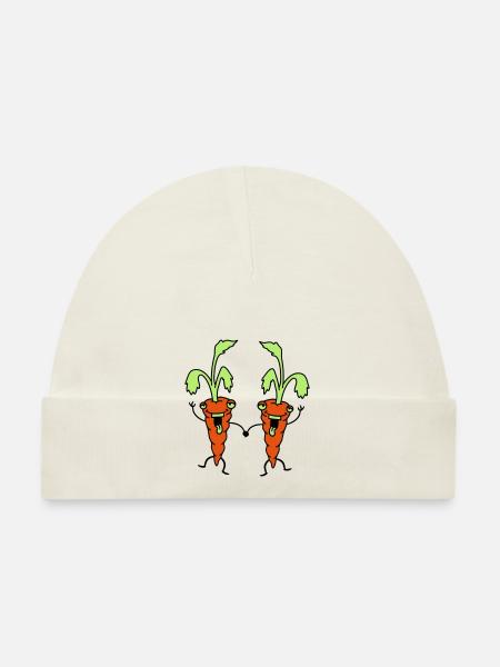 Karotten Möhren Freunde Team Comic Lustig - Baby Bio-Mütze - Navy - Vorne