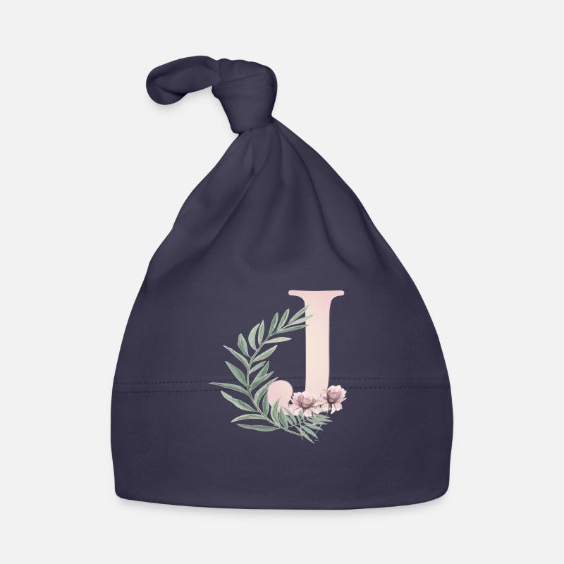 Buchstabe J mit Blumen Baby Bio-Mütze