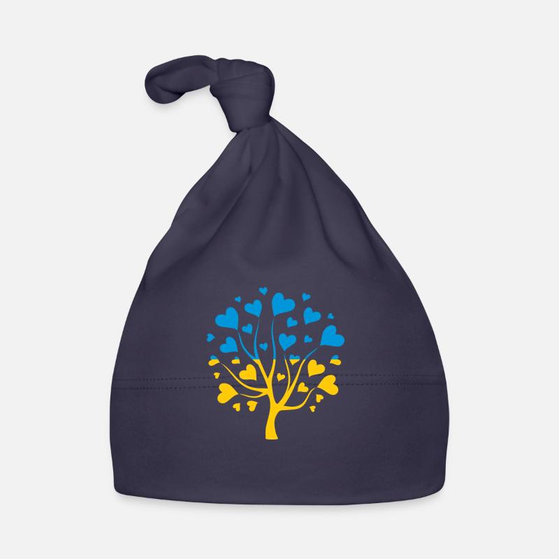 Drapeau ukrainien en forme d’arbre d’amour Bonnet bio Bébé